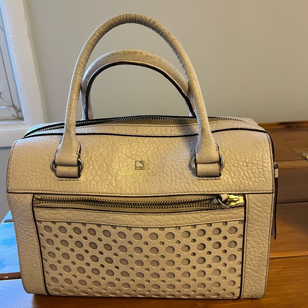 Kate Spade Cream Satchel with Elegant Woven Design